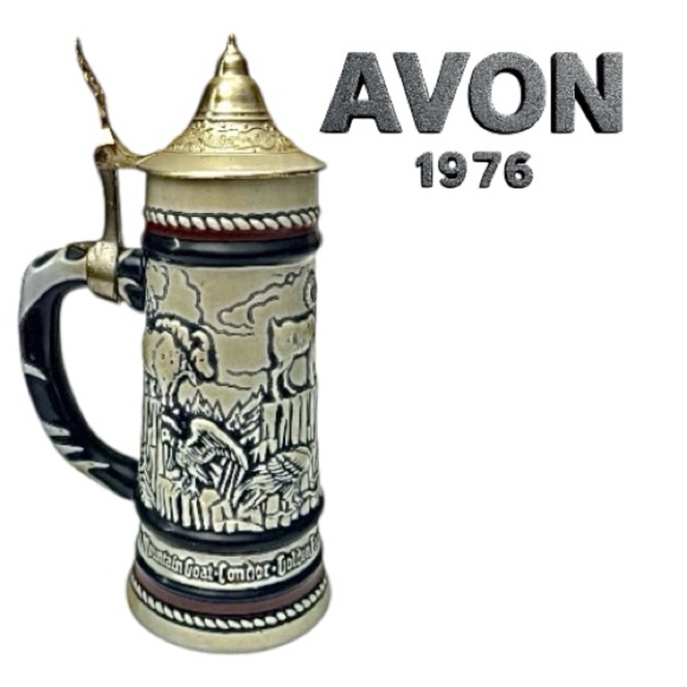 Vintage Avon Berrier Ceramic Metal Art Nouveau Decor France Red Blue Gray